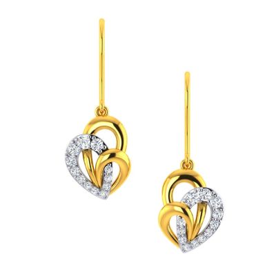 Hearty Interlocks Gold Hanging Earrings