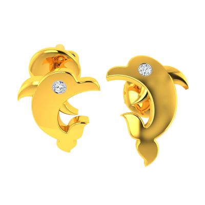 18KT Yellow Gold Kids Studded Earrings VKE-941