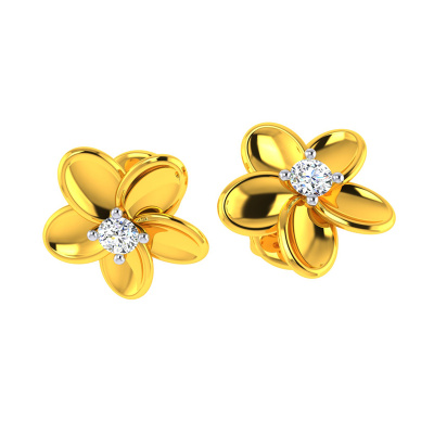 18KT Yellow Gold Kids Studded Earrings VKE-942