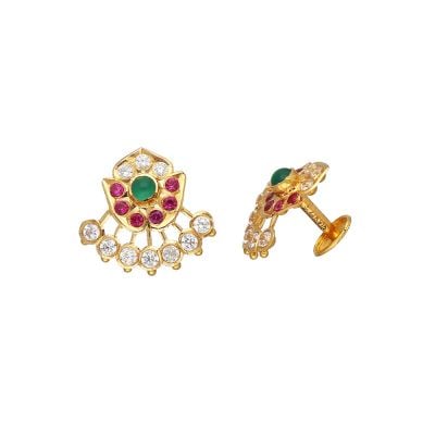 73VH3000 | Vaibhav Jewellers 22K Semi Precious Gatti Cheta Gold Studs 73VH3000