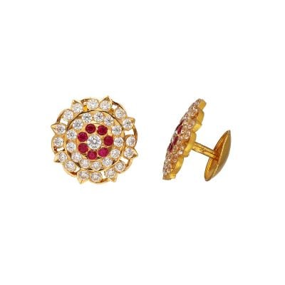 73VH3013 | Vaibhav Jewellers 22K Semi Precious Gatti Cheta Gold Studs 73VH3013