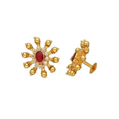 73VH3297 | Vaibhav Jewellers 22K Semi Precious Gold Studs 73VH3297