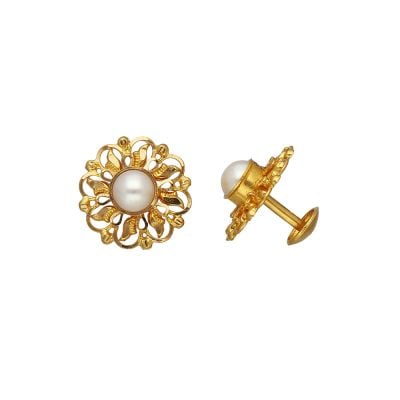 73VH3718 | Vaibhav Jewellers 22K Semi Precious Pearl Gold Studs 73VH3718