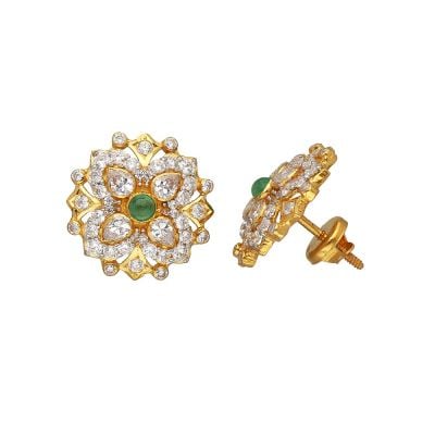 75VG984 | Vaibhav Jewellers 22K Precious Pachi Work Gold Studs 75VG984