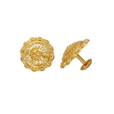 77MP3013 | Vaibhav Jewellers 22K Plain Gold Mumbai Studs 77MP3013