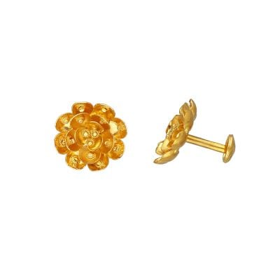 77VI3487 | Vaibhav Jewellers 22K Plain Gold Mumbai Studs 77VI3487