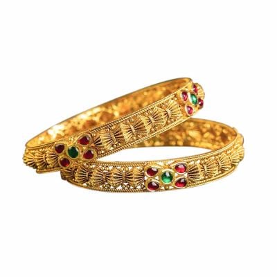 131VG10-131VG11 | Vaibhav Jewellers 22K Antique Kundan Bangles 131VG10