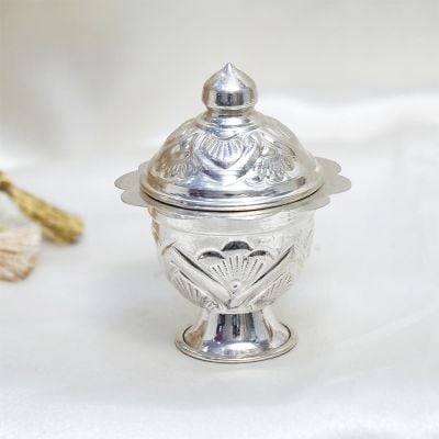 571VA2740 | Vaibhav Jewellers Silver Plain Engraved Kumkum box 571VA2740
