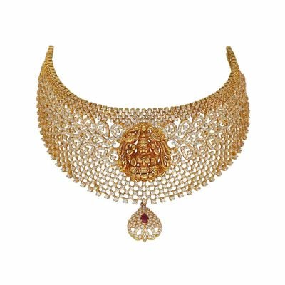 5VG7010 | Vaibhav Jewellers 22K Gold Lakshmi Signity Choker 5VG7010