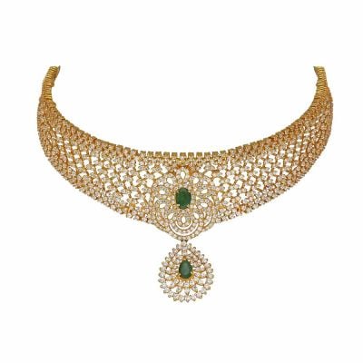 5VG7015 | Vaibhav Jewellers 22K Gold Signity Choker 5VG7015