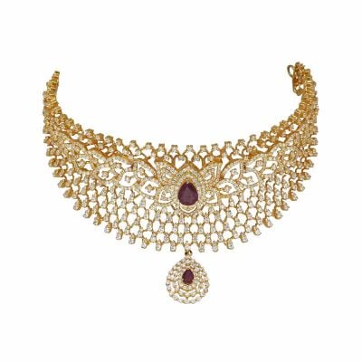 5VG7438 | Vaibhav Jewellers 22K Gold Signity Choker 5VG7438