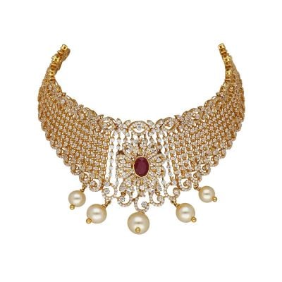 5VG7453 | Vaibhav Jewellers 22K Gold Signity Choker 5VG7453