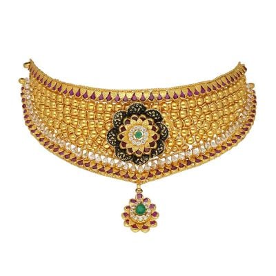 9VH6291 | Vaibhav Jewellers 22K Plain Gold Kolkata Choker 9VH6291