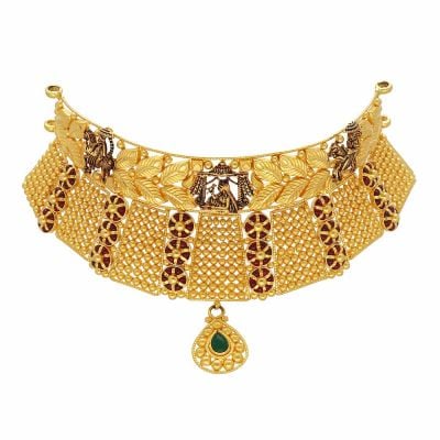 9VJ12 | Vaibhav Jewellers 22K Plain Gold Fancy Choker 9VJ12