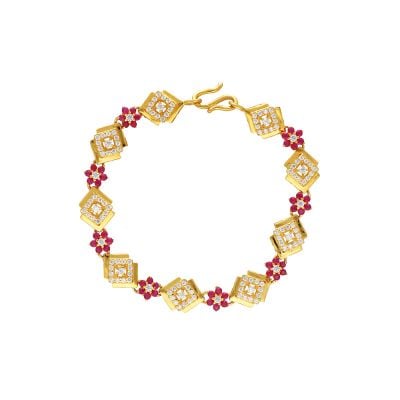 54VG5243 | 22K Gold Floral Design Signity Ladies Bracelet 54VG5243