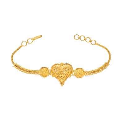 71VA9844 | 22K Plain Gold Heart Design Ladies Bracelet 71VA9844