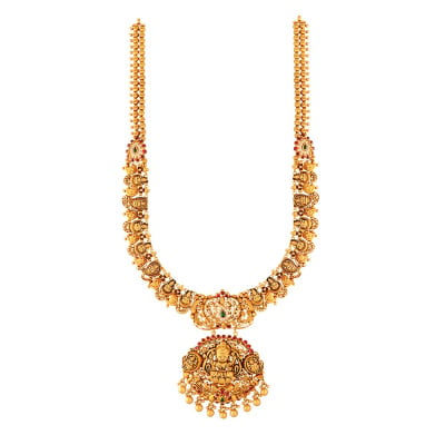 Antique Gold Haram Designs Online India | 22K Latest Long Haram Sets