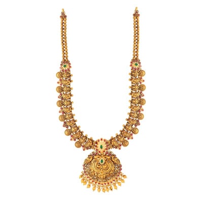 Antique Gold Haram Designs Online India | 22K Latest Long Haram Sets