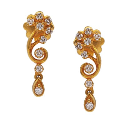 155G2626 | Swirly flower Diamond Earrings