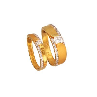 96VJ7272-96VJ7306 | 22kt Gold Signity Couple Engagement Rings 96VJ7272-96VJ7306
