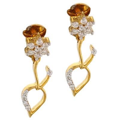 155VG3800 | Graceful Tulip Diamond Earrings