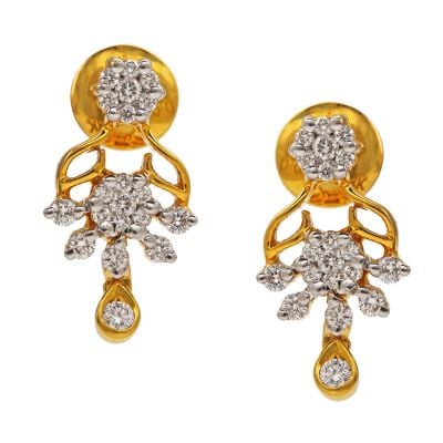 155VG4504 | Floral Drop Diamond Earrings