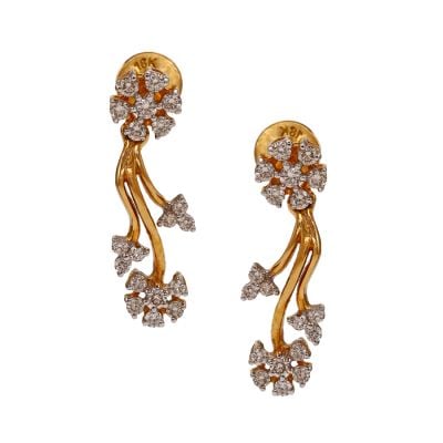 155VG5649 | Vine Flower Diamond Earrings