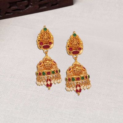 Gold Uncut Diamond Earrings with Weight Details - South India Jewels