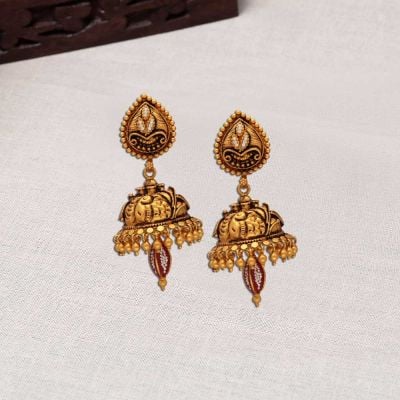 Feathery Fall Antique Gold Earrings