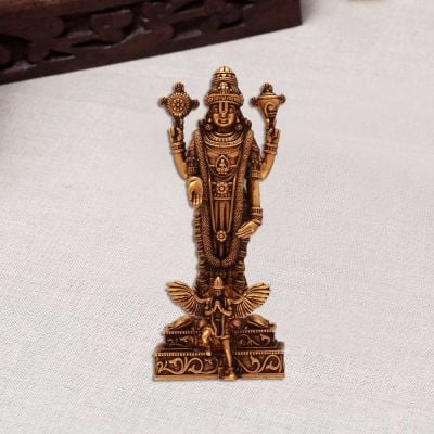 561JA303 | 22Kt Divine Garuda Vahana Narayana Antique Gold Idol 561JA303