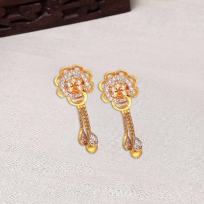 Large stud earrings 14K gold, dainty unusual circle earrings, fancy - Ruby  Lane