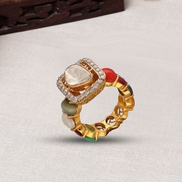 Yellow Sapphire Stone Gold Impon Finger Rings For Womens FR1152