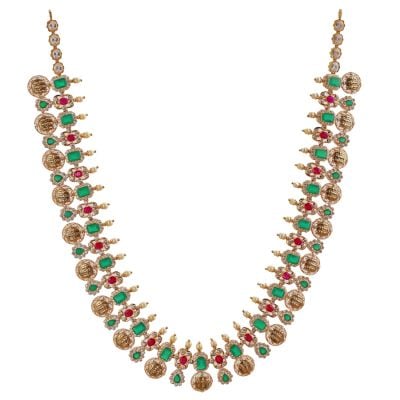 111VG1606 | Grand Emerald and Ruby Precious Gold Necklace