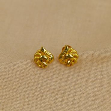 18K YELLOW GOLD EARRINGS SMALL FLAT BOY, SHINY, SMOOTH, 5mm, MADE IN ITALY  | eBay