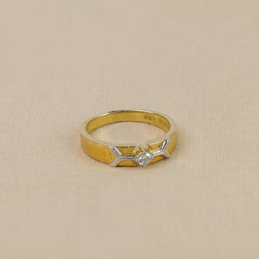 Engraved Platinum Ring with Diamonds for Men JL PT 509