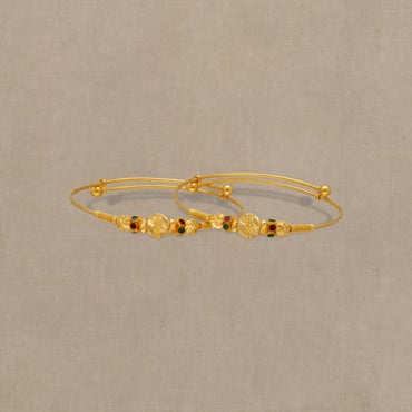 Dainty Delicate Flower 22K Gold Bangle Bracelet