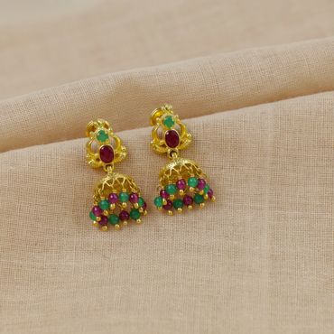 Flipkart.com - Buy SSFJ One Gram Gold Green Stone Jimikki Earrings Copper  Jhumki Earring Online at Best Prices in India