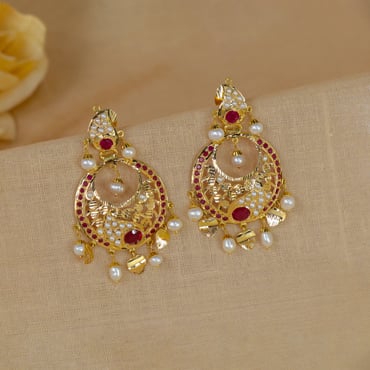 Heavenly Ganesh Gold Plated Chandbali - Mata Payals Exclusive Silver  Jewellery