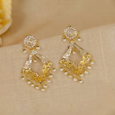 Women's Alloy Large Dangle Earrings in Gold and RedDefault Title | Large  dangle earrings, Gold earrings dangle, Big dangle earrings