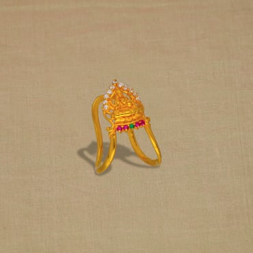 Buy Gold Finger Ring With Laxmi Design Online | store.krishnajewellers.com