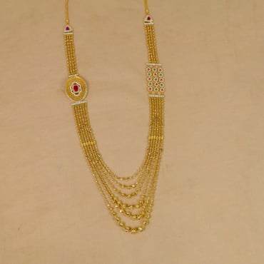Malabar Gold & Diamonds BIS hallmarked (916) 22k Yellow Gold Semi-Long  Tushi Necklace for women : Amazon.in: Fashion