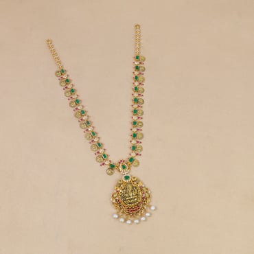 Gold tone Nagapadam Long Necklace Haram - PP100267 – Kaya Online