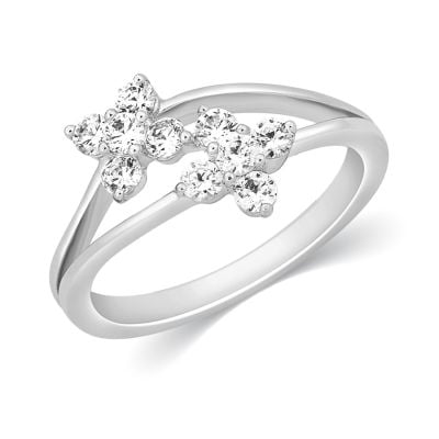 JRA17160H | Twin Blooms Diamond Ring