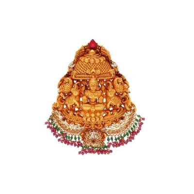 127VG4004 | Vaibhav Jewellers 22K Antique Gheru Lakshmi Devi Pendant 127VG4004