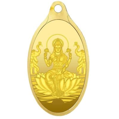 VJLOP004 | Vaibhav Jewellers 4.20 Gm Oval Lakshmi 24K (999) Yellow Gold Pendant