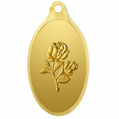 VJROP002 | Vaibhav Jewellers 2.15 Gm Oval Rose 24K (999) Yellow Gold Pendant