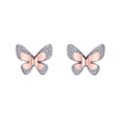 485DA400 | Vaibhav Jewellers 14K Cubic Zirconia Butterfly Stud Earrings 485DA400
