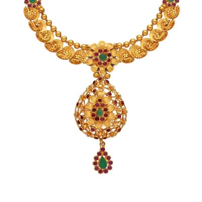 9VI8844 | Vaibhav Jewellers 22K Plain Gold Locket Model Necklace9VI8844