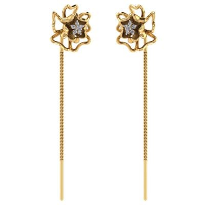 485DA412 | Vaibhav Jewellers 14K Gold Floral Suidhaga Earrings 485DA412