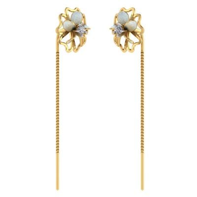 485DA413 | Vaibhav Jewellers 14K Gold Floral Suidhaga Earrings 485DA413